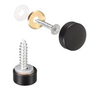 sourcing map Tornillos de Espejo 10mm/0,39", Tapa Decorativa de Latón 6uds, Cubierta Tornillos Clavos Sujetador para Mesas Espejo Platos de Baño Letrero de Vidrio Guardarropas, Negro