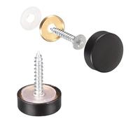 sourcing map Tornillos de Espejo 18mm/0,71", Tapa Decorativa de Latón 6uds, Cubierta Tornillos Clavos Sujetador para Mesas Espejo Platos de Baño Letrero de Vidrio Guardarropas, Negro