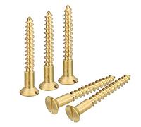 sourcing map Tornillos de Madera de Latón, 40 Piezas M4 x 30mm con Cabeza Plana Ranurada para Tornillos Autorroscantes Avellanados para Carpintería y Muebles