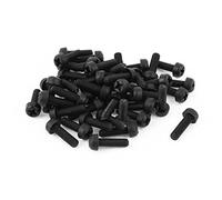 sourcing map Tornillos de máquina de cabeza plana Phillips de plástico M3 x 10 mm Negro 50 PCS