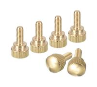 sourcing map Tornillos moleteados M4 x 10 mm, 6 tornillos moleteados de latón con cierres de pomos de agarre de hombro, tono latón