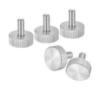 sourcing map Tornillos moleteados M5 x 10 mm, 5 piezas de cabeza moleteada plana de acero inoxidable 304, tornillos de pulgar totalmente roscados, pernos de agarre