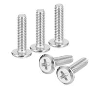 sourcing map Tornillos Phillips de cabeza redonda plana M4 x 16 mm, 20 tornillos Phillips de acero inoxidable 304, rosca completa, acabado brillante, tornillo de conexión de tornillo para muebles