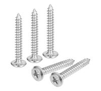 sourcing map Tornillos Tirafondos Autorroscantes Phillips de Cabeza Plana M4 x 30 mm, Tornillería de Acero Inoxidable 304, Plateados, Paquete de 25