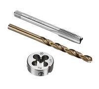 sourcing map Troqueles y Roscar Machos y s Juego, M8 x 1.25 Izquierda Mano Rosca Fresado Macho y Redondo Troquel, 6.8mm Cobalto Alta Velocidad Acero Helicoidal