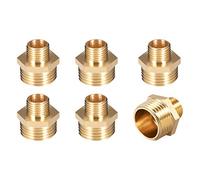 sourcing map Tubería de latón que reduce la boquilla hexagonal 1/4"x 1/2" g tubo macho pieza de cobre amarillo 6pcs