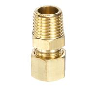 sourcing map Tubo de compresión de latón de 0.3 pulgadas OD x 0.25 pulgadas NPT x 3.12 cm rosca macho conector de unión de compresión adaptador de acoplamiento recto para líneas de aire, aceite y