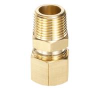 sourcing map Tubo de compresión de latón de 0.5 pulgadas de diámetro exterior x 1 cm NPT x 1.5 pulgadas de rosca macho conector de unión de compresión adaptador de acoplamiento recto para líneas de