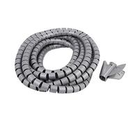 sourcing map Tubo En Espiral Flexible Enrollado del Cable De 20mm Pc Administrar El Cable Gris 5M W Clip