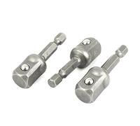 sourcing map Tuerca de accionamiento de taladro eléctrico Vástago hexagonal de 1/4" a adaptador de enchufe de 1/2" Juego de 3 piezas