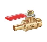 sourcing map Válvula de bola de Aire de latón del interruptor de desconexión de 1/4" NPT macho a 3/8" Púa de manguera