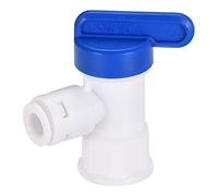 sourcing map - Válvula de bola de conector rápido, tubo de agua, tubo de 1/4 pulgadas, rosca hembra G1/4, para sistemas de agua RO, filtros de agua purificadores de agua, mango azul, blanco 2 unidades