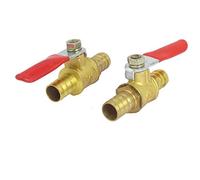 sourcing map Válvula de Bola de Gas de Latón con Mango de Palanca Roja, Diámetro Exterior de Púa de 10mm, 2 uds