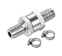 sourcing map Válvula de retención unidireccional sin retorno de 13 mm Barb OD aleación de aluminio con 2 abrazaderas de manguera ajustables de acero inoxidable de 9 a 12 mm, para línea de combustible
