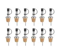sourcing map Verter botellas de acero inoxidable, 12 boquillas de aceite de oliva con tapas de goma para polvo, tapones para botellas de vino con diseño de corcho para verter líquido, aceite de oliva
