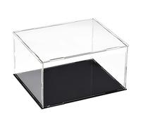 sourcing map Vitrina Acrílica Transparente Exhibidor Estuche Caja Polvo Prueba Protección Negro (Base) 25x20x15cm