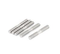 sourcingmap® M6x40mm 304 inoxidable Acero Final doble roscado Semental Tornillo Tornillo Tono Platoado 5Pcs