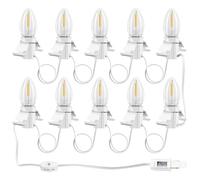 Sousery - Luces de pueblo de Navidad con 10 bombillas LED de color blanco cálido, decoración para casas de pueblo de Navidad, día festivo de Halloween, C7 Cable de luz de pueblo de Navidad