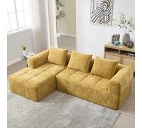Soweiz Sofá L, seccional de 3 plazas, sofá con chaise longue y reposabrazos, 3 cojines, bolsillo lateral para mando a distancia, 250 x 158 x 60 cm