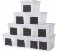 SP Berner - Caja Almacenaje Plastico con Pizarra y Marcador (Transparente, Pack de 10, 5, Litros)