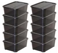 SP Berner - Caja Almacenaje Plastico con Tapa (Negro, Pack de 10, 6, Litros)