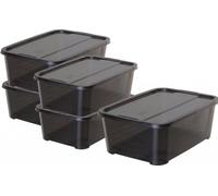 SP Berner - Caja Almacenaje Plastico con Tapa (Negro, Pack de 5, 6, Litros)