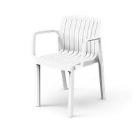 SP-Berner pack de 4 Sillas LEA - Silla de Exterior Versátil, Apilable y Sostenible para Jardín, Terraza o Piscina - Diseño Ergonómico y Gran Durabilidad White