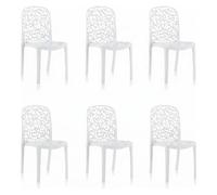 SP Berner - Pack de 6 Sillas Flora - Apilables, Ergonómicas y Resistentes - Diseño Decorativo en Respaldo - Uso Interior y Exterior - Fabricadas en España con Plástico Reciclado - Blanco