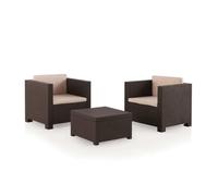 SP Berner - Set de Muebles de Jardín y Terraza Diva Tete a Tete Color Wengue - 2 Sillones y Mesa de Centro con Almacenaje - Fabricado en España con Plástico Reciclado