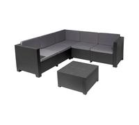 SP Berner - Set de Muebles de Jardín y Terraza Oasis Color Grafito - Tres Piezas - Sofá Canapé 3 y 2 Plazas y Mesa de Centro con Almacenaje - Fabricado en España con Plástico Reciclado