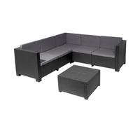 SHAF Conjunto muebles jardín Oasis – 3 piezas (sofá 3+2, mesa centro con almacenaje) Grafito