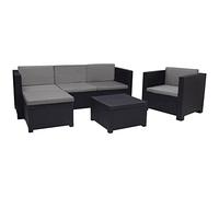 SHAF Conjunto Manhattan SB011 – 5 plazas: sofá, 2 sillones, puff y mesa baja – Grafito