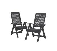 SP Berner SHAF - Pack 2 Sillones Reclinable Multiposiciones Metal - Silla de Exterior Plegable - Resistente a Rayos UV e Intemperie - 58x68x110 cm - Antracita