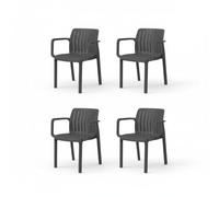 SP Berner SHAF - Pack 4 Sillas de Jardín y Catering Apilables - Exterior Terraza y Hostelería - Plástico Reciclado Resistente UV - Fabricadas en España - Modelo Lea - Color Antracita