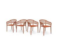 SP Berner SHAF - Pack 4 Sillas de Jardín y Catering Apilables - Exterior Terraza y Hostelería - Plástico Reciclado Resistente UV - Fabricadas en España - Modelo Saona (Topo)