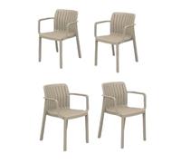 SP Berner SHAF - Pack 4 Sillas de Jardín y Catering Apilables - Exterior Terraza y Hostelería - Plástico Reciclado Resistente UV - Fabricadas en España - Modelo Lea (Topo)