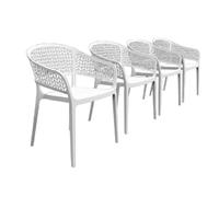 SP Berner SHAF - Pack 4 Sillas de Jardín y Catering Apilables - Exterior Terraza y Hostelería - Plástico Reciclado Resistente UV - Fabricadas en España - Modelo Saona (Blanco)