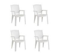 SP Berner SHAF - Pack 4 Sillas - Jardín Exterior y Terraza - Plástico Reciclado Resistente UV - Apilables - Modelo Metal - Blanco