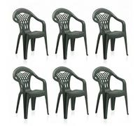 SP Berner SHAF - Pack 6 Sillas de Jardín Apilables - Exterior Terraza o Eventos - Plástico Reciclado Resistente UV - Fabricadas en España - Modelo Cancún - Verde