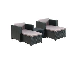 SP Berner Shaf - Sira | Set Muebles de Salon Exterior - Conjunto Muebles Jardin Exterior 4 Plazas | Fabricado en España con Materiales Reciclados - Color Grafito