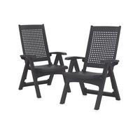 SP Berner - Sillón Reclinable Metal (Pack de 2) - Apto para Exterior, Multiposiciones y Plegable | Hecho en España con Plástico Reciclado de Alta Calidad Black