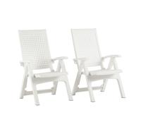 SP Berner - Sillón Reclinable Metal (Pack de 2) - Apto para Exterior, Multiposiciones y Plegable | Hecho en España con Plástico Reciclado de Alta Calidad White