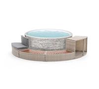 Spa Hinchable Lay-Z-Spa Vancouver Ø155x60cm Airjet y Cobertor para 3-5 personas + K2O Revestimiento Half Surround 180 289x45x56cm Borde para Spa Semicircular 4 piezas Escalones, Banco y Almacenamiento