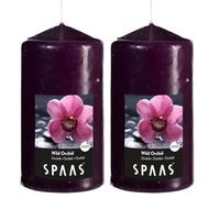Spaas 0004800.184 Vela Pilar Cilindro 80, 65 Horas-Wild Orchid, Madera, Berenjena, D 80 mm x H 150 mm, 600 (Paquete de 2)