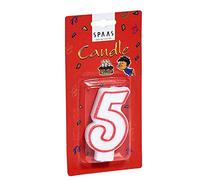 Spaas 12 Velas de cumpleaños, número 5, Cera de parafina, Rojo, L 15 mm x H 70 mm