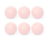 Spaas 6x Vela esférica rústica 80 mm 24 h, rosa claro