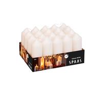 Spaas Bandeja de 20 velas tipo pilar sin perfume, 38/110 mm, 13 horas, color marfil