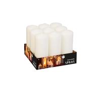 Spaas Bandeja de 9 velas sin perfume 60/150 mm, ± 45 horas, color blanco