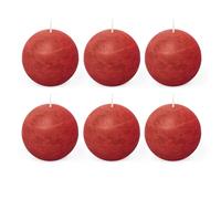 Spaas Rojo 6 Velas rústicas sin Perfume de 80 mm, ± 24 Horas, Color, Cera de parafina, 8 cm, 6
