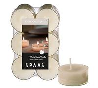 Spaas - Velas, cera de parafina, taza de plástico, crema, White cake vanilla
